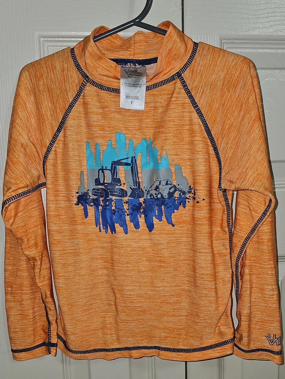 Orange Boys' Construction Graphic Rash Guard